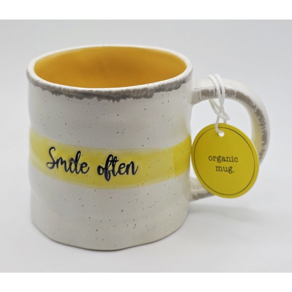 Large Coffee Mug. Smile Often. Yellow And White Global Design Connections New.